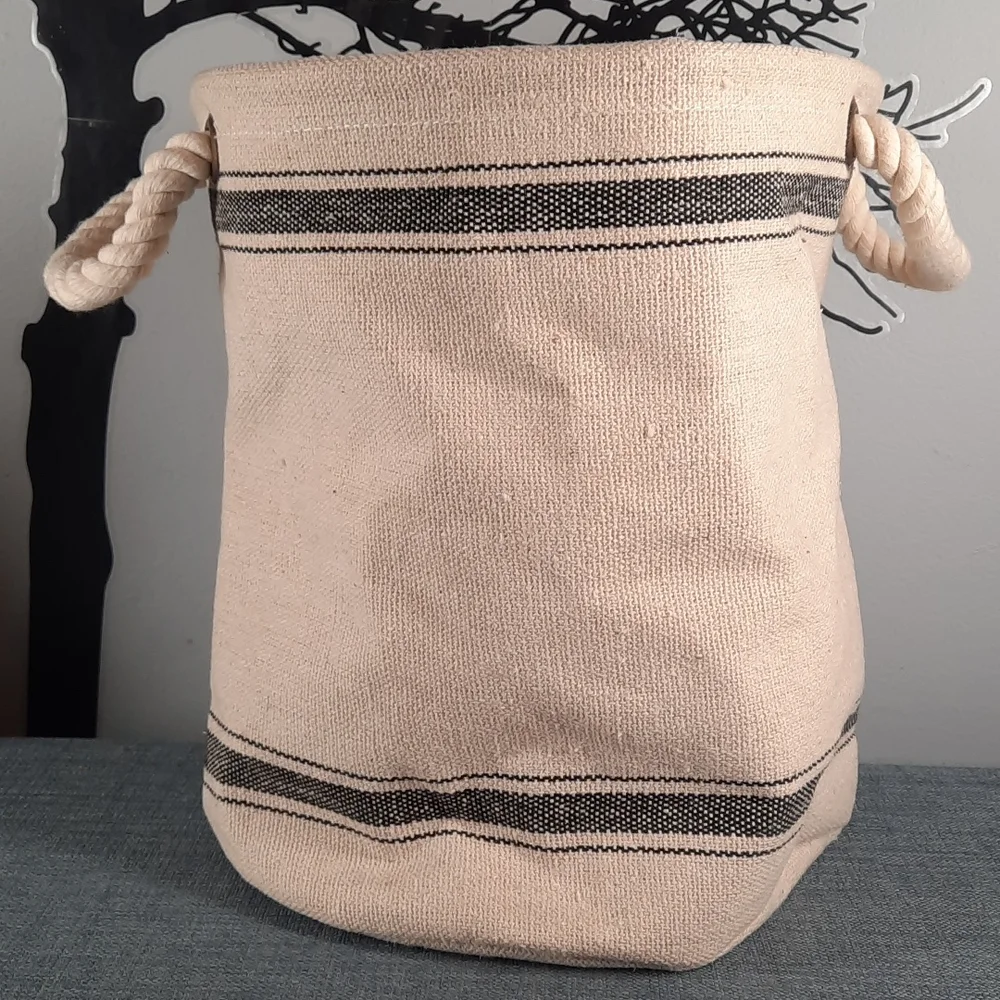 Sturdy Cotton Canvas Bin Basket Carrier Rope Handle Love About Home